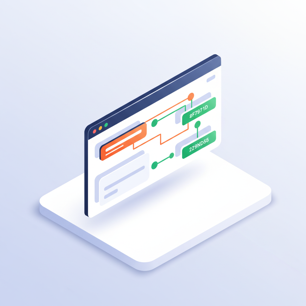 Modern digital dashboard with interconnected data nodes in orange and green on a gradient platform.