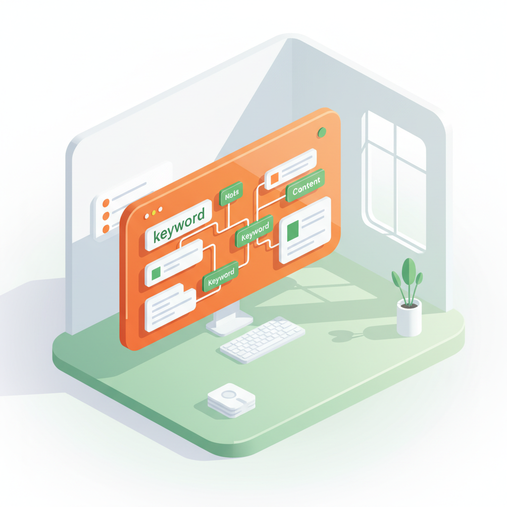 Modern digital dashboard with data streams and content growth in a sleek workspace.