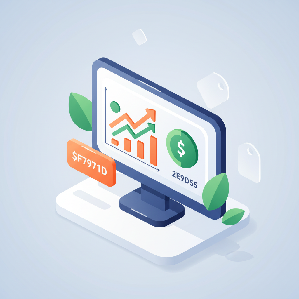 Modern workspace with glowing dashboard showing upward graphs, growth symbols, and rising costs.