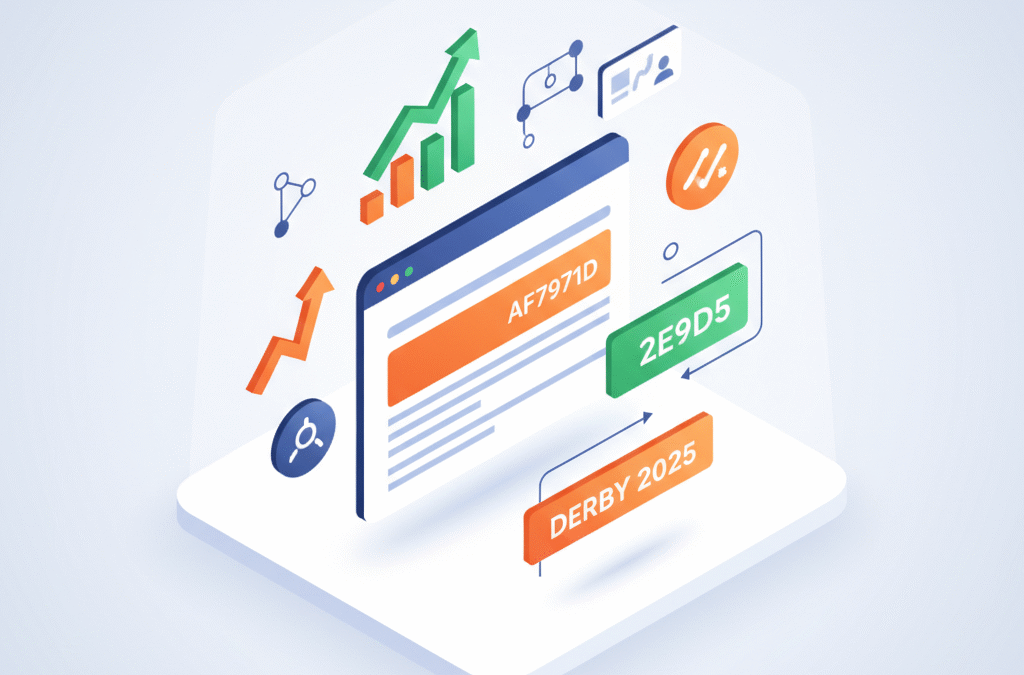 Modern workspace with glowing orange and green AI dashboard, data graphs, and growth arrows.