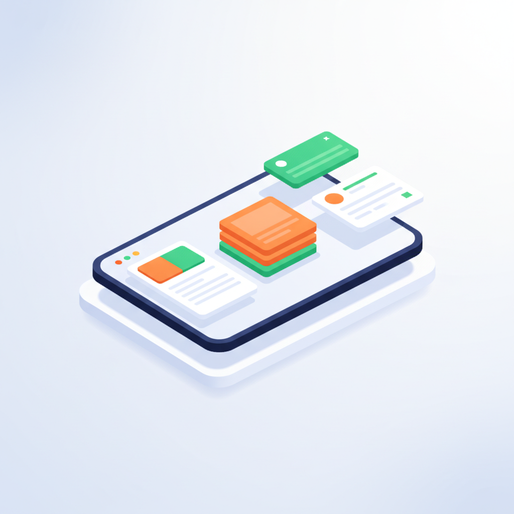 Modern digital dashboard with glowing data layers on a sleek workspace, emphasizing innovation.