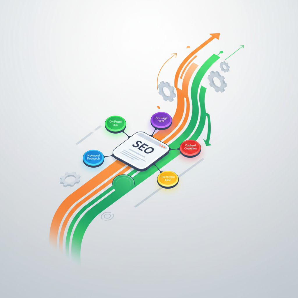 Modern digital dashboard with interconnected nodes and vibrant data streams in a sleek workspace.